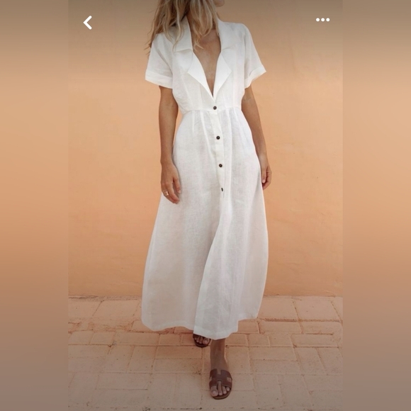 Posse | Dresses | Posse Linen White Midi Dress Size Xs Sundress | Poshmark